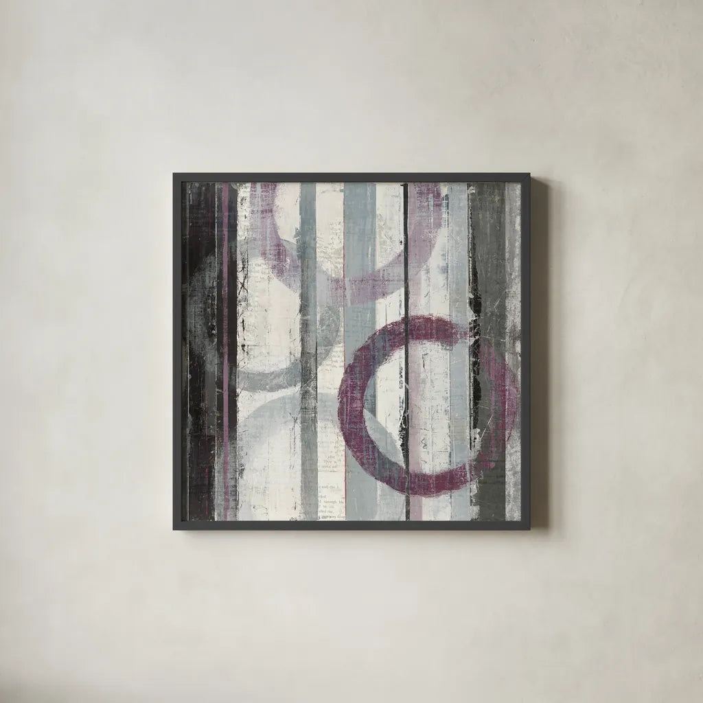 Plum Zephyr II by Mike Schick. Shown in a sleek black glass frame for a contemporary gallery look. Available as an archival giclee rolled canvas, fine art paper, or poster print. SKU 11113a.