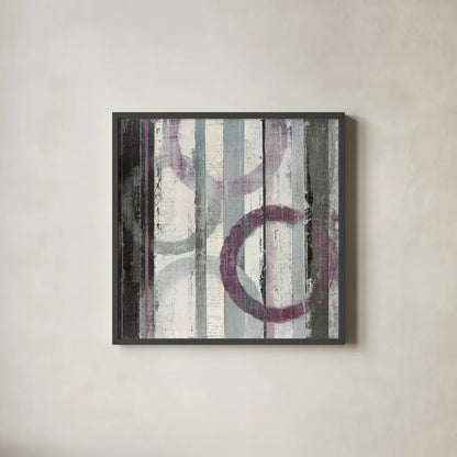 Plum Zephyr II by Mike Schick. Shown in a sleek black glass frame for a contemporary gallery look. Available as an archival giclee rolled canvas, fine art paper, or poster print. SKU 11113a.