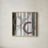 Plum Zephyr II by Mike Schick. Shown in a natural wood glass frame for a timeless modern aesthetic. Available as an archival giclee rolled canvas, fine art paper, or poster print. SKU 11113a.