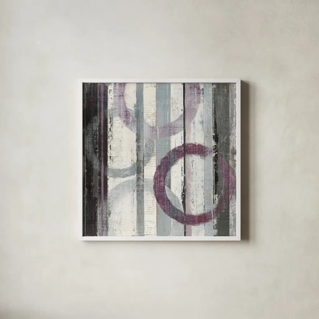 Plum Zephyr II by Mike Schick. Shown in a crisp white glass frame for a clean and minimalist style. Available as an archival giclee rolled canvas, fine art paper, or poster print. SKU 11113a.