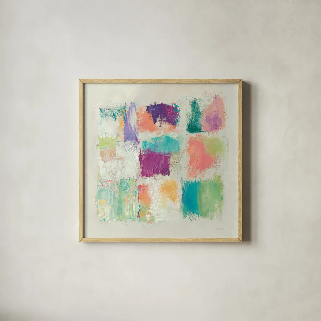 Popsicles II Stone by Mike Schick. Shown in a natural wood glass frame for a timeless modern aesthetic. Available as an archival giclee rolled canvas, fine art paper, or poster print. SKU 28340a.