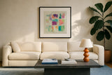 Popsicles II Stone by Mike Schick. Displayed in a glass frame with matte in a clean modern living room. Available as an archival giclee rolled canvas, fine art paper, or poster print. SKU 28340a.