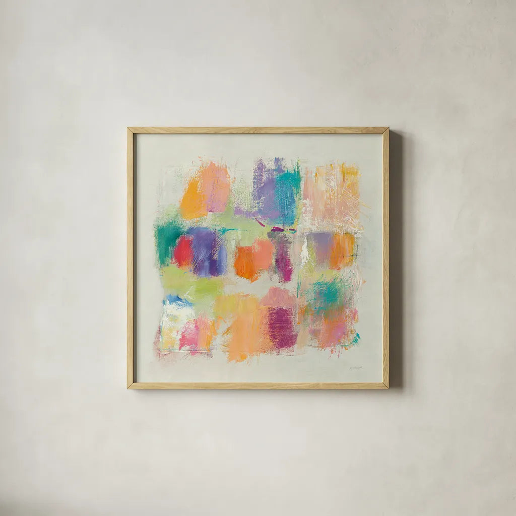 Popsicles III Stone by Mike Schick. Shown in a natural wood glass frame for a timeless modern aesthetic. Available as an archival giclee rolled canvas, fine art paper, or poster print. SKU 28341a.