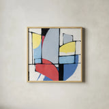 Primaries by Mike Schick. Shown in a natural wood glass frame for a timeless modern aesthetic. Available as an archival giclee rolled canvas, fine art paper, or poster print. SKU 36359a.