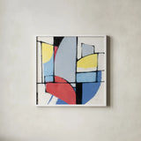 Primaries by Mike Schick. Shown in a crisp white glass frame for a clean and minimalist style. Available as an archival giclee rolled canvas, fine art paper, or poster print. SKU 36359a.