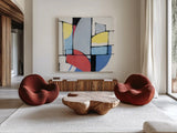 Primaries by Mike Schick. Shown as extra-large giant wall art in a modern living room. Available as an archival giclee rolled canvas, fine art paper, or poster print. SKU 36359a.