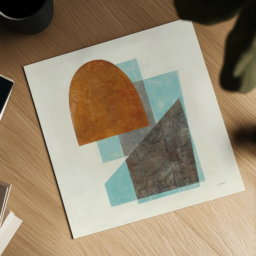 Quintet I Turquoise by Mike Schick. Shown as a detailed flat fine art print, highlighting archival giclee quality. Available as an archival giclee rolled canvas, fine art paper, or poster print. SKU 51723a.