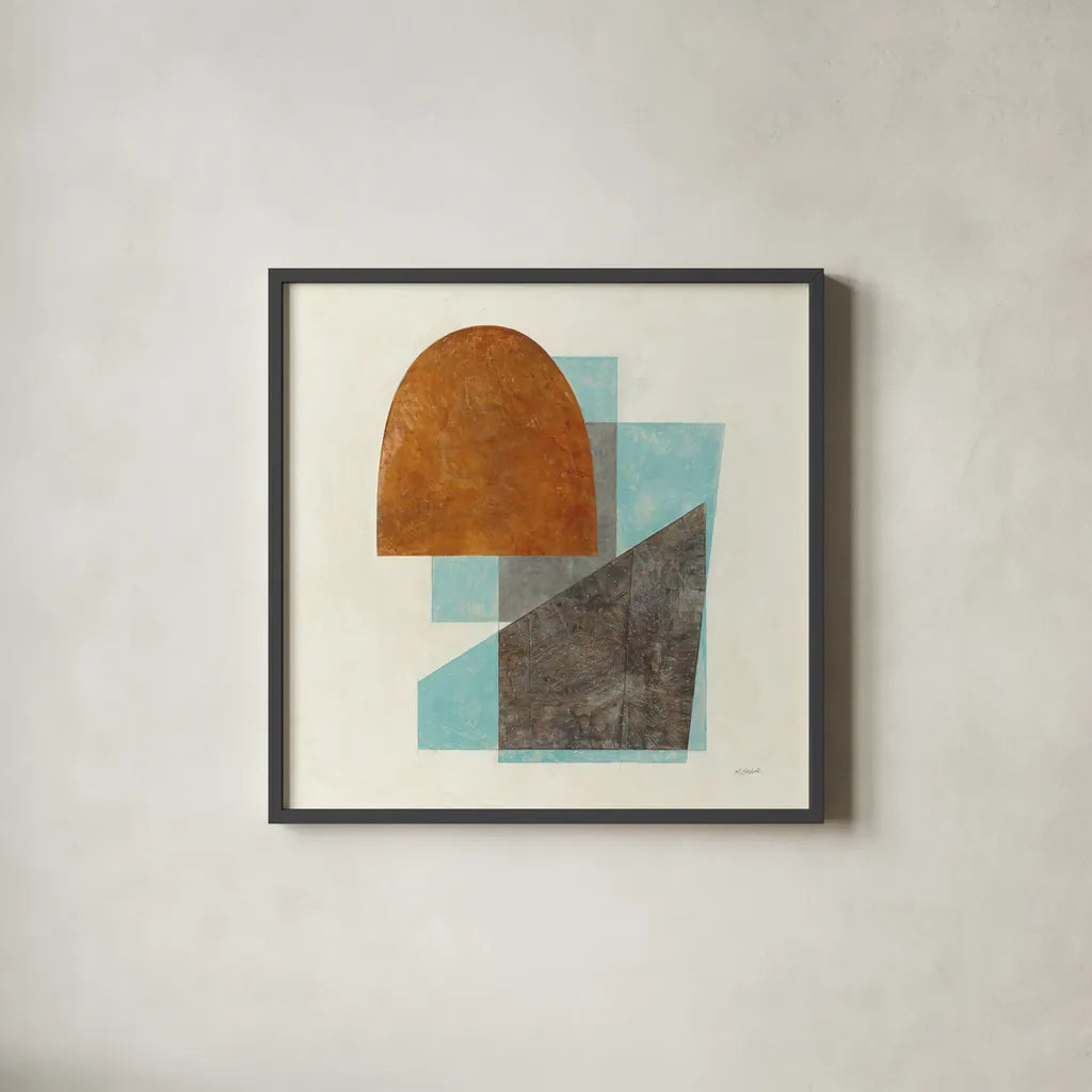 Quintet I Turquoise by Mike Schick. Shown in a sleek black glass frame for a contemporary gallery look. Available as an archival giclee rolled canvas, fine art paper, or poster print. SKU 51723a.