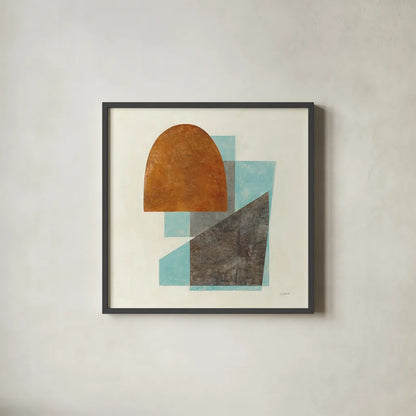 Quintet I Turquoise by Mike Schick. Shown in a sleek black glass frame for a contemporary gallery look. Available as an archival giclee rolled canvas, fine art paper, or poster print. SKU 51723a.