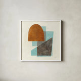 Quintet I Turquoise by Mike Schick. Shown in a crisp white glass frame for a clean and minimalist style. Available as an archival giclee rolled canvas, fine art paper, or poster print. SKU 51723a.