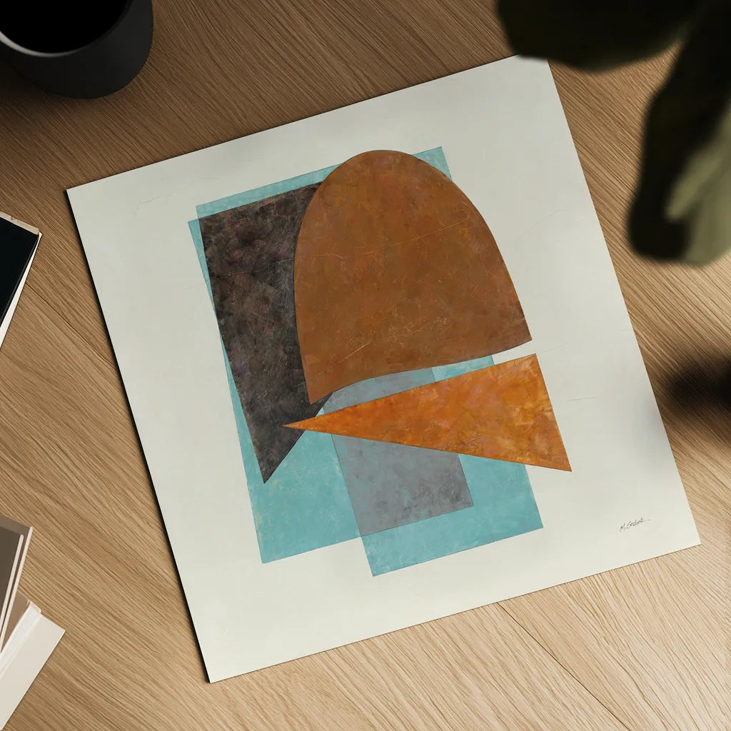 Quintet II Turquoise by Mike Schick. Shown as a detailed flat fine art print, highlighting archival giclee quality. Available as an archival giclee rolled canvas, fine art paper, or poster print. SKU 51724a.