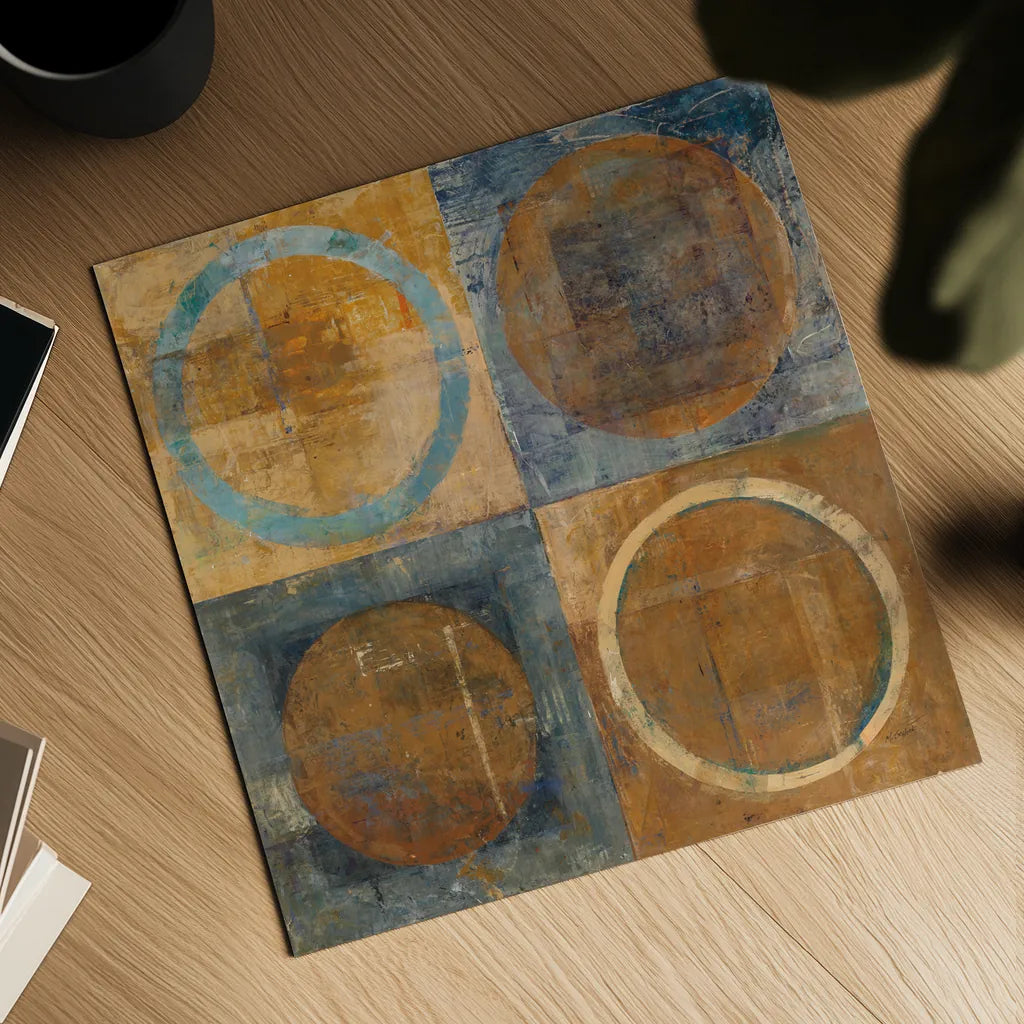 Renew Dark Blue by Mike Schick. Shown as a detailed flat fine art print, highlighting archival giclee quality. Available as an archival giclee rolled canvas, fine art paper, or poster print. SKU 34271a.