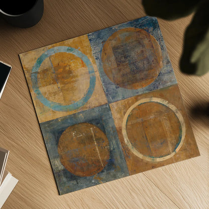 Renew Dark Blue by Mike Schick. Shown as a detailed flat fine art print, highlighting archival giclee quality. Available as an archival giclee rolled canvas, fine art paper, or poster print. SKU 34271a.