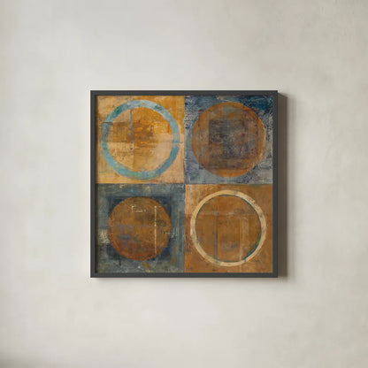 Renew Dark Blue by Mike Schick. Shown in a sleek black glass frame for a contemporary gallery look. Available as an archival giclee rolled canvas, fine art paper, or poster print. SKU 34271a.