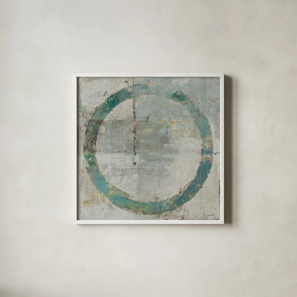Renew Square I by Mike Schick. Shown in a crisp white glass frame for a clean and minimalist style. Available as an archival giclee rolled canvas, fine art paper, or poster print. SKU 13014a.