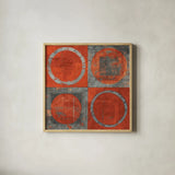 Renew Tangerine Tango by Mike Schick. Shown in a natural wood glass frame for a timeless modern aesthetic. Available as an archival giclee rolled canvas, fine art paper, or poster print. SKU 10250a.