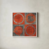 Renew Tangerine Tango by Mike Schick. Shown in a crisp white glass frame for a clean and minimalist style. Available as an archival giclee rolled canvas, fine art paper, or poster print. SKU 10250a.