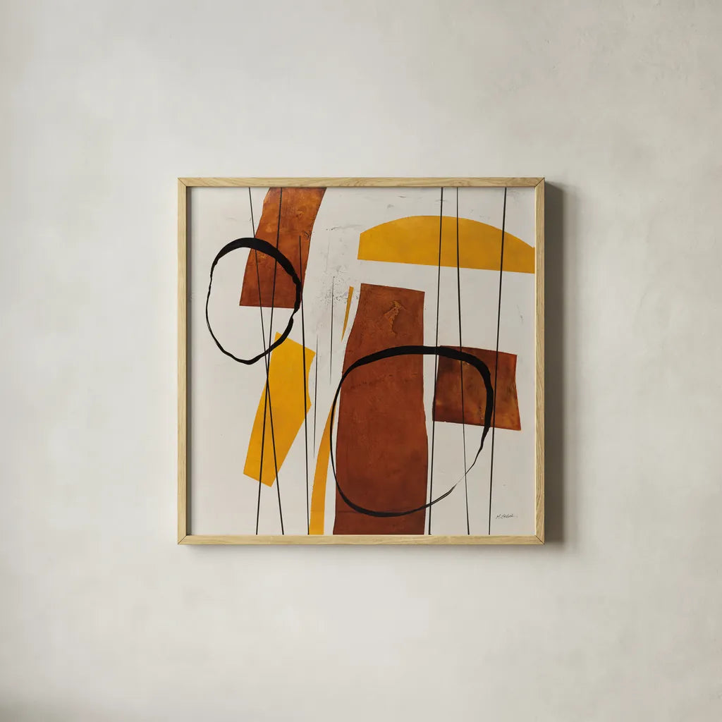 Ringleader by Mike Schick. Shown in a natural wood glass frame for a timeless modern aesthetic. Available as an archival giclee rolled canvas, fine art paper, or poster print. SKU 91329a.