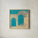Sibari by Mike Schick. Shown in a natural wood glass frame for a timeless modern aesthetic. Available as an archival giclee rolled canvas, fine art paper, or poster print. SKU 22605a.