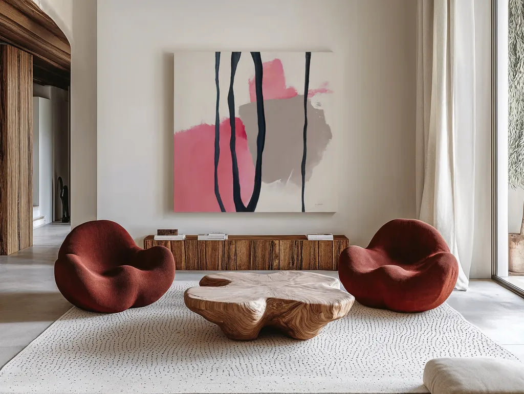 Somersault I by Mike Schick. Shown as extra-large giant wall art in a modern living room. Available as an archival giclee rolled canvas, fine art paper, or poster print. SKU 34643a.
