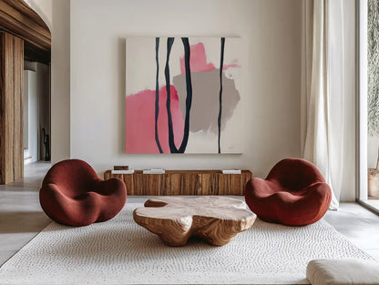 Somersault I by Mike Schick. Shown as extra-large giant wall art in a modern living room. Available as an archival giclee rolled canvas, fine art paper, or poster print. SKU 34643a.