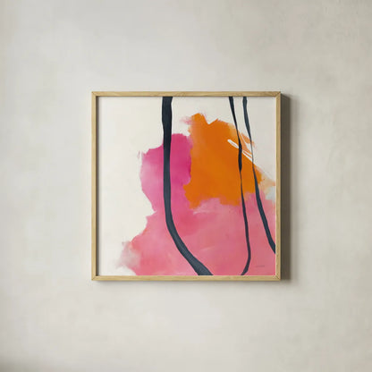 Somersault II by Mike Schick. Shown in a natural wood glass frame for a timeless modern aesthetic. Available as an archival giclee rolled canvas, fine art paper, or poster print. SKU 34644a.