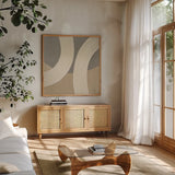 Somewhere II by Mike Schick. Shown in a natural wood frame in a cozy modern living room. Available as an archival giclee rolled canvas, fine art paper, or poster print. SKU 86333a.