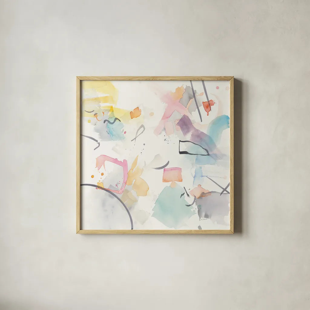 Stardust I by Mike Schick. Shown in a natural wood glass frame for a timeless modern aesthetic. Available as an archival giclee rolled canvas, fine art paper, or poster print. SKU 27995a.