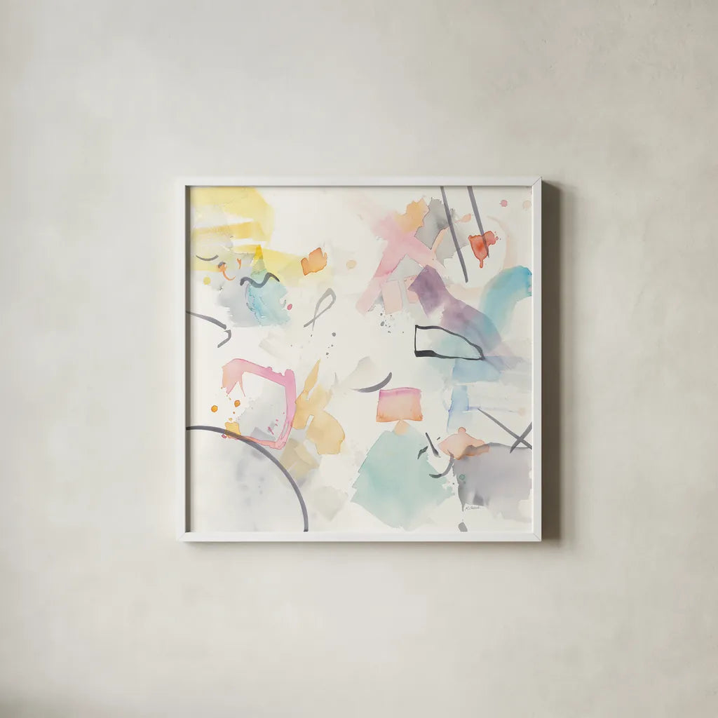 Stardust I by Mike Schick. Shown in a crisp white glass frame for a clean and minimalist style. Available as an archival giclee rolled canvas, fine art paper, or poster print. SKU 27995a.