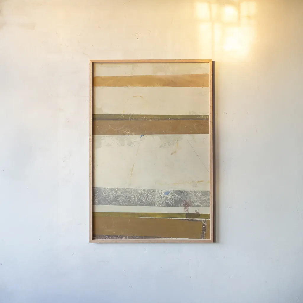 Stripes by Mike Schick. shown as a paper print in a natural frame. Available as a archival giclee rolled canvas, fine art paper, or poster print. SKU 34188h.