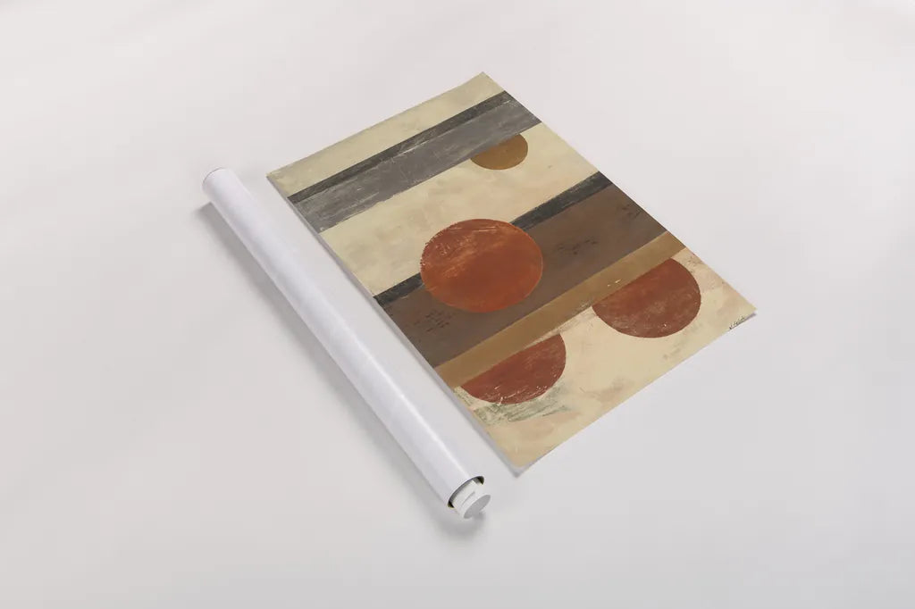 Stripes and Circles by Mike Schick. shown as a rolled paper print. Available as archival giclee rolled canvas, fine art paper, or poster print. SKU 34187h.