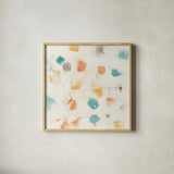Sunflower Nougat I by Mike Schick. Shown in a natural wood glass frame for a timeless modern aesthetic. Available as an archival giclee rolled canvas, fine art paper, or poster print. SKU 50120a.