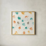 Sunflower Nougat II by Mike Schick. Shown in a natural wood glass frame for a timeless modern aesthetic. Available as an archival giclee rolled canvas, fine art paper, or poster print. SKU 50121a.