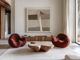 Sunny Side Up Brown by Mike Schick. Shown as extra-large giant wall art in a modern living room. Available as an archival giclee rolled canvas, fine art paper, or poster print. SKU 60635a.