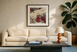 Syrah Gray Matter II Square by Mike Schick. Displayed in a glass frame with matte in a clean modern living room. Available as an archival giclee rolled canvas, fine art paper, or poster print. SKU 34219a.