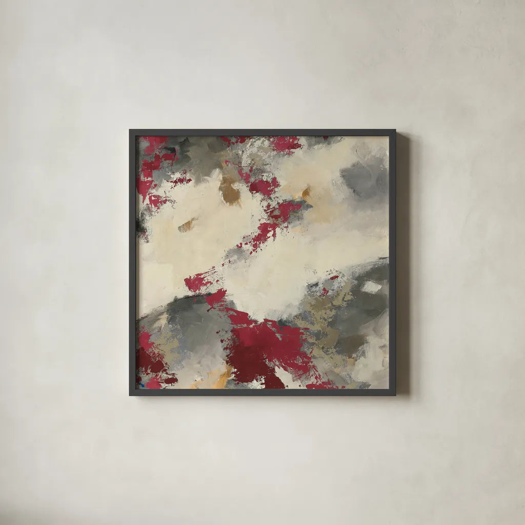 Syrah Gray Matter III Square by Mike Schick. Shown in a sleek black glass frame for a contemporary gallery look. Available as an archival giclee rolled canvas, fine art paper, or poster print. SKU 34220a.