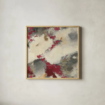 Syrah Gray Matter III Square by Mike Schick. Shown in a natural wood glass frame for a timeless modern aesthetic. Available as an archival giclee rolled canvas, fine art paper, or poster print. SKU 34220a.