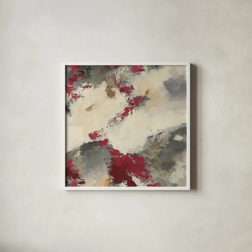 Syrah Gray Matter III Square by Mike Schick. Shown in a crisp white glass frame for a clean and minimalist style. Available as an archival giclee rolled canvas, fine art paper, or poster print. SKU 34220a.