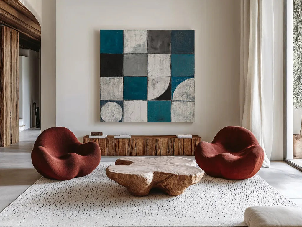 Tango Detal I BW by Mike Schick. Shown as extra-large giant wall art in a modern living room. Available as an archival giclee rolled canvas, fine art paper, or poster print. SKU 33270a.