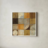 Tango Square I Neutral by Mike Schick. Shown in a crisp white glass frame for a clean and minimalist style. Available as an archival giclee rolled canvas, fine art paper, or poster print. SKU 10400a.