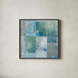 Trans Blues Before Sunrise by Mike Schick. Shown in a sleek black glass frame for a contemporary gallery look. Available as an archival giclee rolled canvas, fine art paper, or poster print. SKU 34198a.