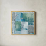 Trans Blues Before Sunrise by Mike Schick. Shown in a natural wood glass frame for a timeless modern aesthetic. Available as an archival giclee rolled canvas, fine art paper, or poster print. SKU 34198a.