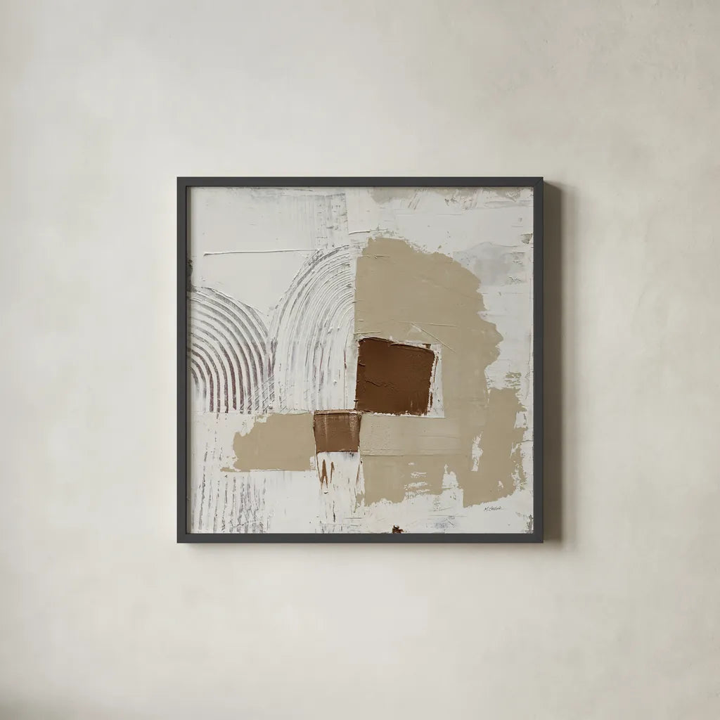 Transformation Brown by Mike Schick. Shown in a sleek black glass frame for a contemporary gallery look. Available as an archival giclee rolled canvas, fine art paper, or poster print. SKU 91301a.