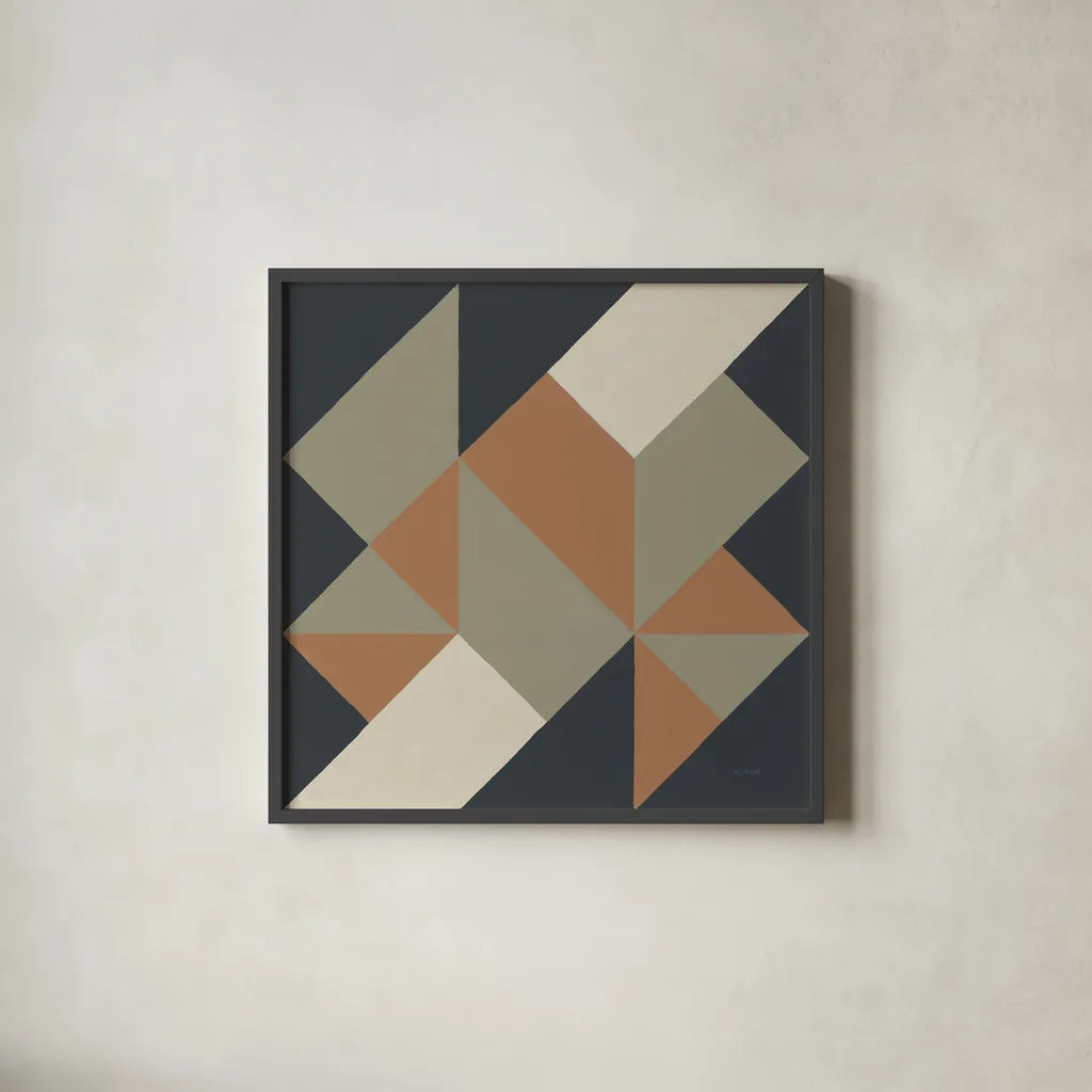 Triangles I Highland by Mike Schick. Shown in a sleek black glass frame for a contemporary gallery look. Available as an archival giclee rolled canvas, fine art paper, or poster print. SKU 69859a.
