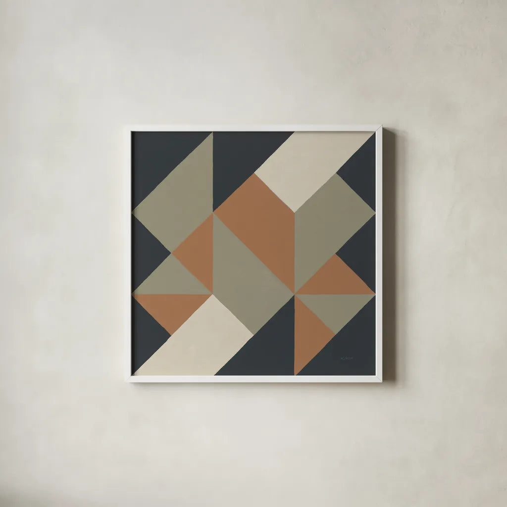Triangles I Highland by Mike Schick. Shown in a crisp white glass frame for a clean and minimalist style. Available as an archival giclee rolled canvas, fine art paper, or poster print. SKU 69859a.