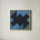 Triangles II by Mike Schick. Shown in a natural wood glass frame for a timeless modern aesthetic. Available as an archival giclee rolled canvas, fine art paper, or poster print. SKU 69653a.