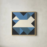 Triangles III by Mike Schick. Shown in a natural wood glass frame for a timeless modern aesthetic. Available as an archival giclee rolled canvas, fine art paper, or poster print. SKU 69654a.