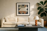 Triangles III Highland by Mike Schick. Displayed in a glass frame with matte in a clean modern living room. Available as an archival giclee rolled canvas, fine art paper, or poster print. SKU 69860a.