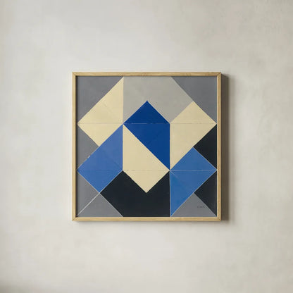 Triangles IV by Mike Schick. Shown in a natural wood glass frame for a timeless modern aesthetic. Available as an archival giclee rolled canvas, fine art paper, or poster print. SKU 69655a.