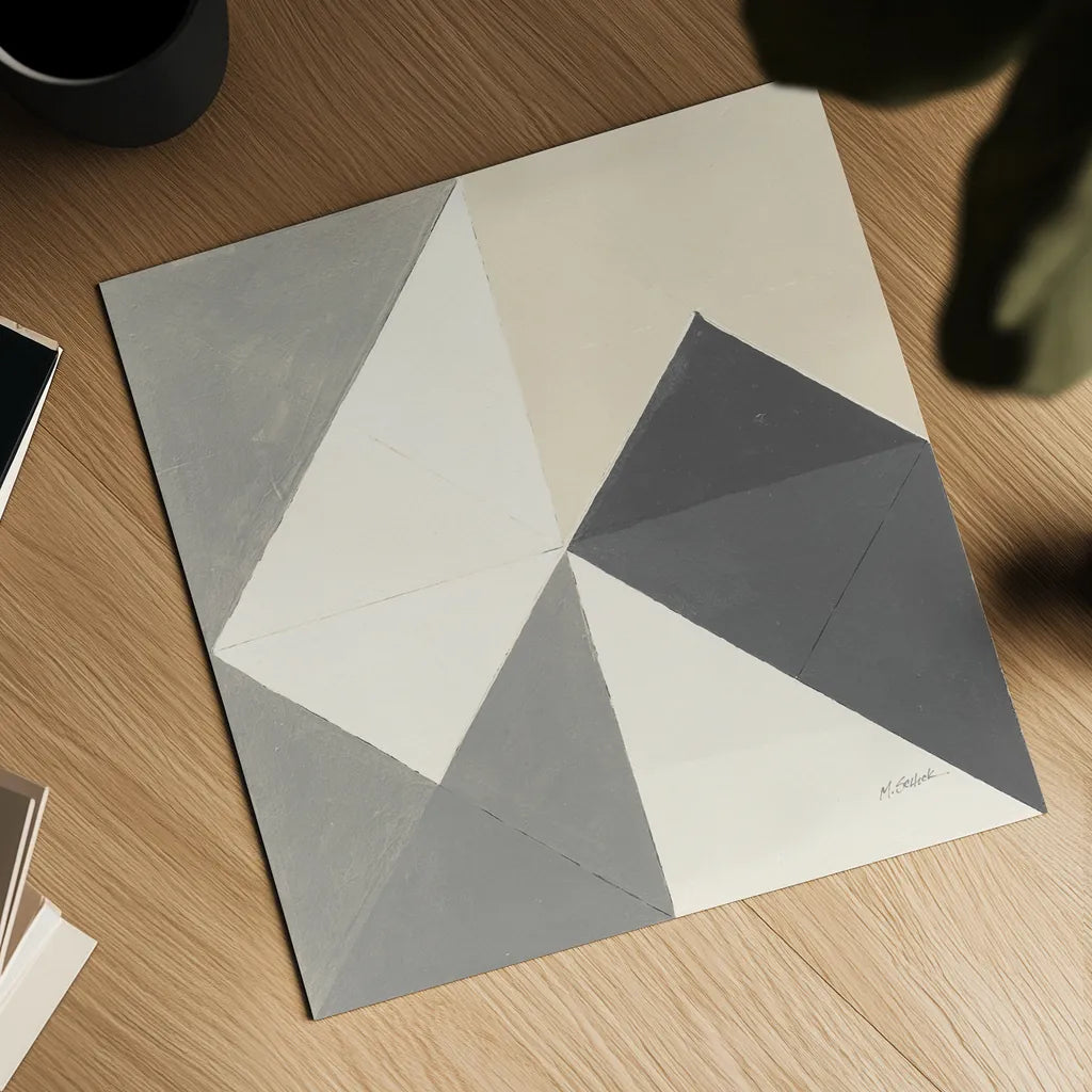 Triangles IV Neutral Crop by Mike Schick. Shown as a detailed flat fine art print, highlighting archival giclee quality. Available as an archival giclee rolled canvas, fine art paper, or poster print. SKU 70242a.